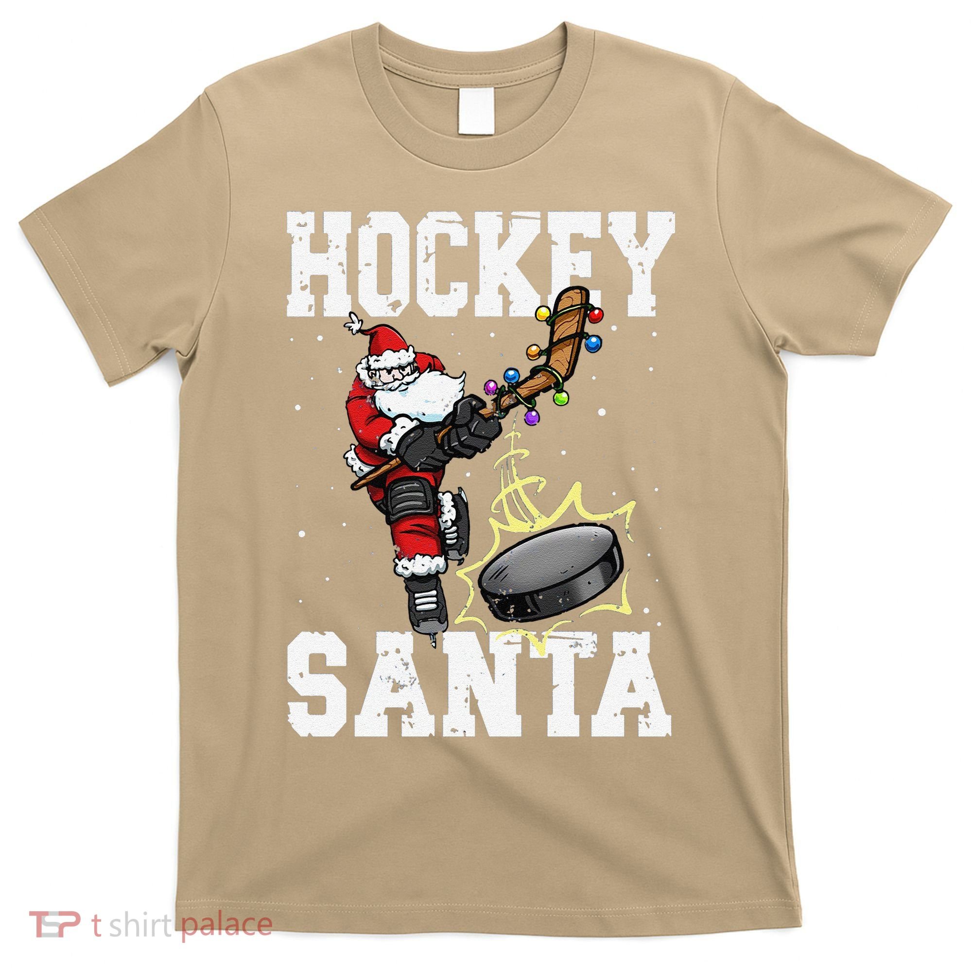 Funny Hockey 812 Santa Hockey Player Christmas Cool Gift T-Shirt