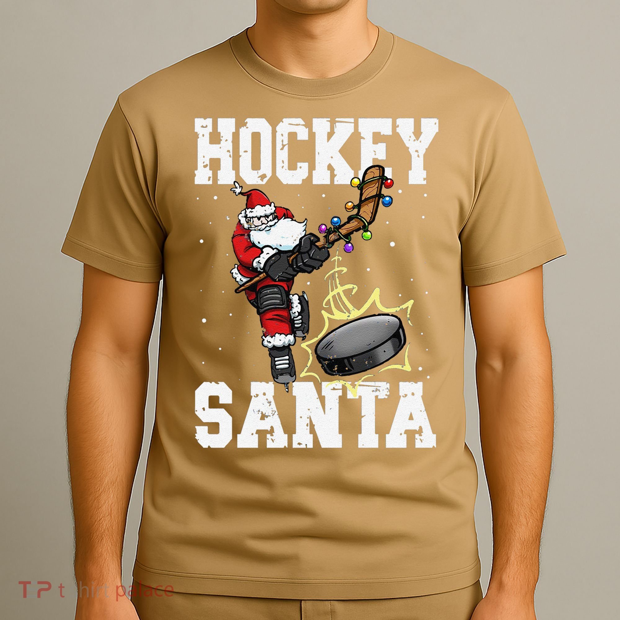 Funny Hockey 812 Santa Hockey Player Christmas Cool Gift T-Shirt