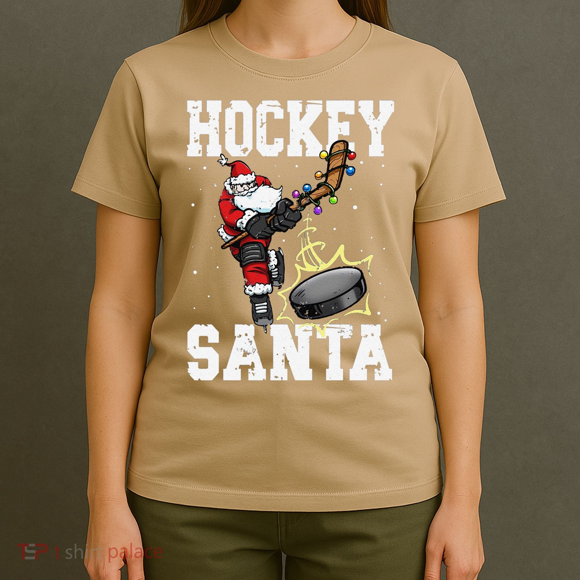 Funny Hockey 812 Santa Hockey Player Christmas Cool Gift T-Shirt