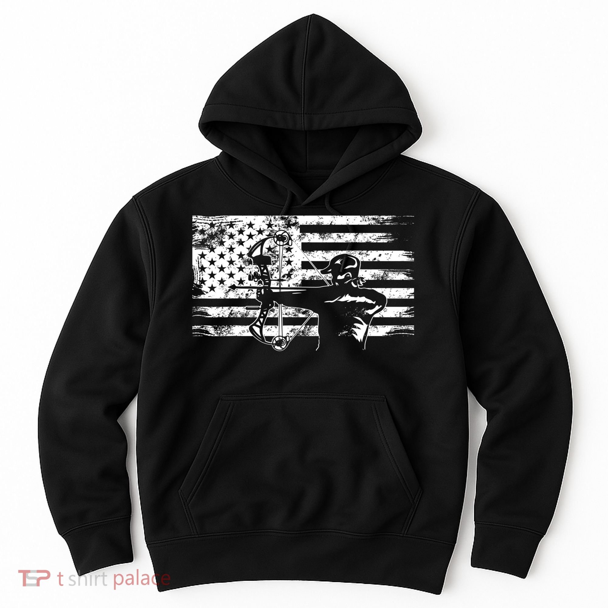 Funny Hunting Archer American Flag Gift Bowhunting Gift For Hunters Men Hoodie
