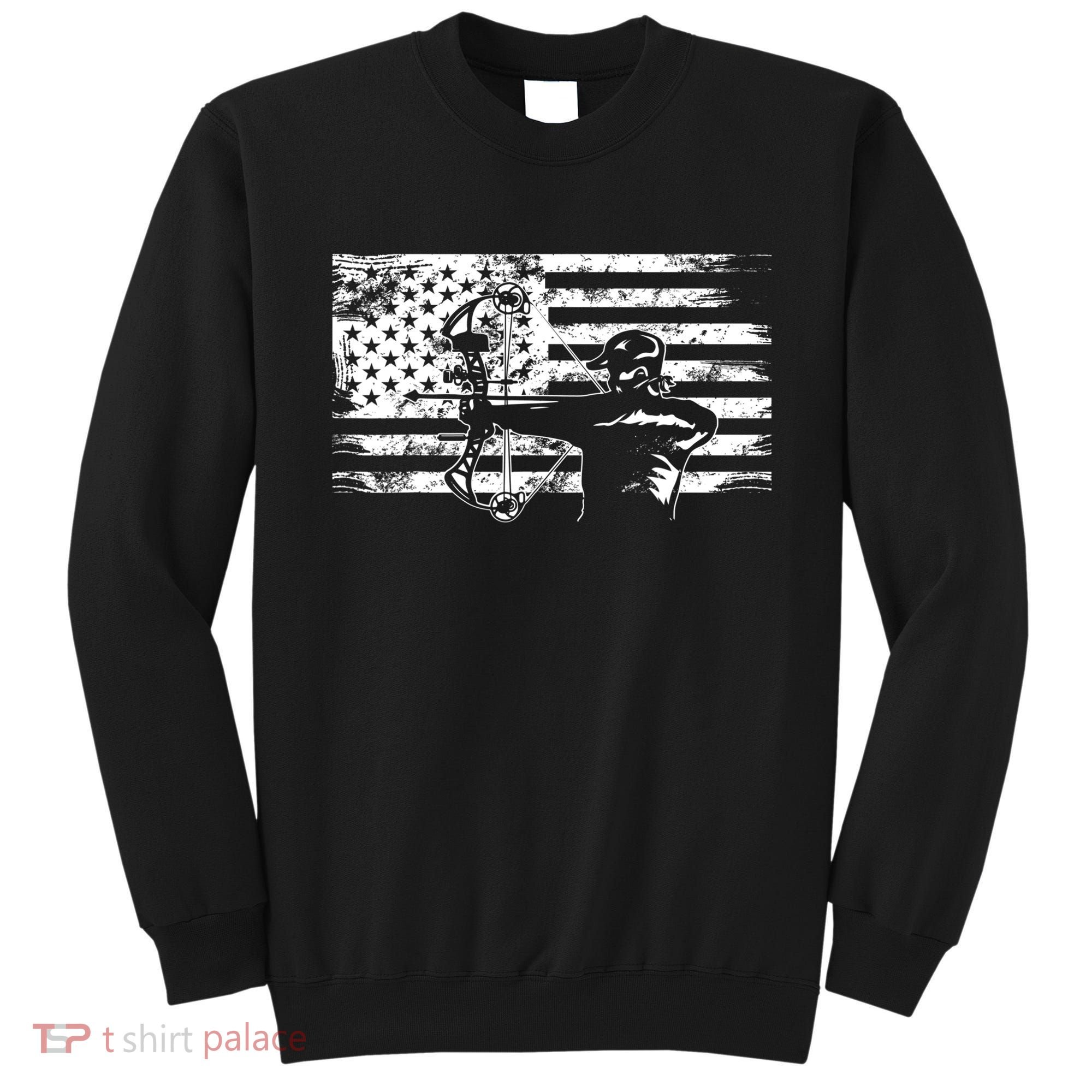 Funny Hunting Archer American Flag Gift Bowhunting Gift For Hunters Men Sweatshirt