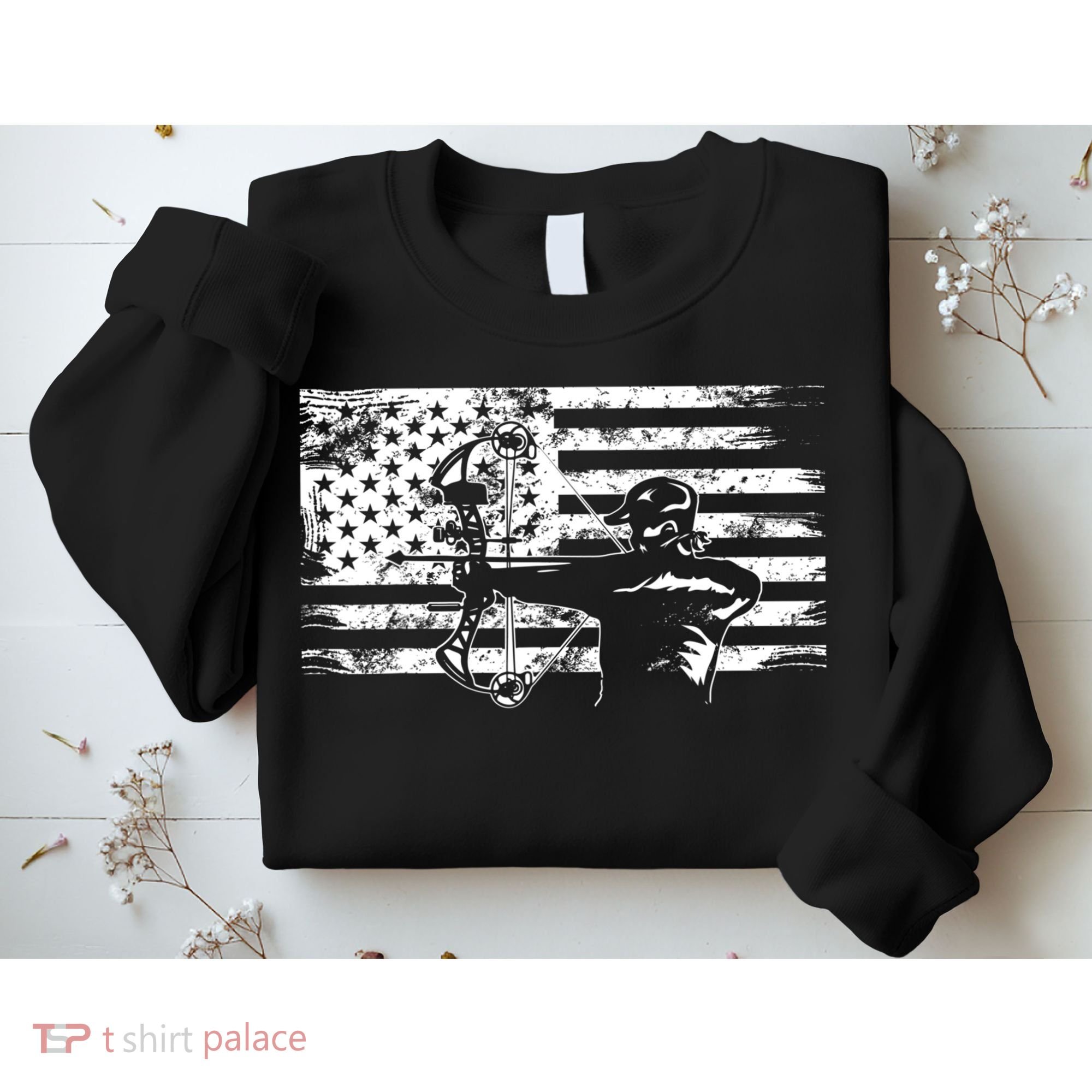 Funny Hunting Archer American Flag Gift Bowhunting Gift For Hunters Men Sweatshirt