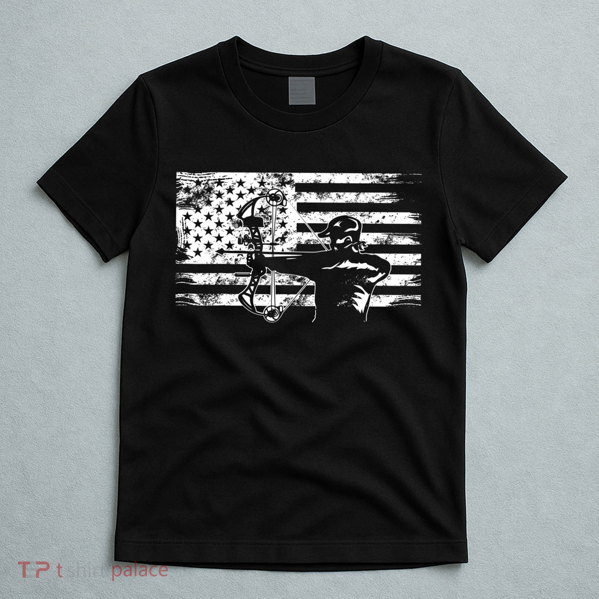 Funny Hunting Archer American Flag Gift Bowhunting Gift For Hunters Men T-Shirt
