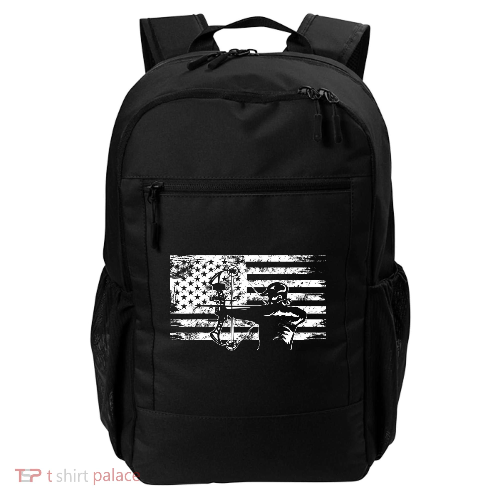 Funny Hunting Archer American Flag Gift Bowhunting Gift For Hunters Men Backpack