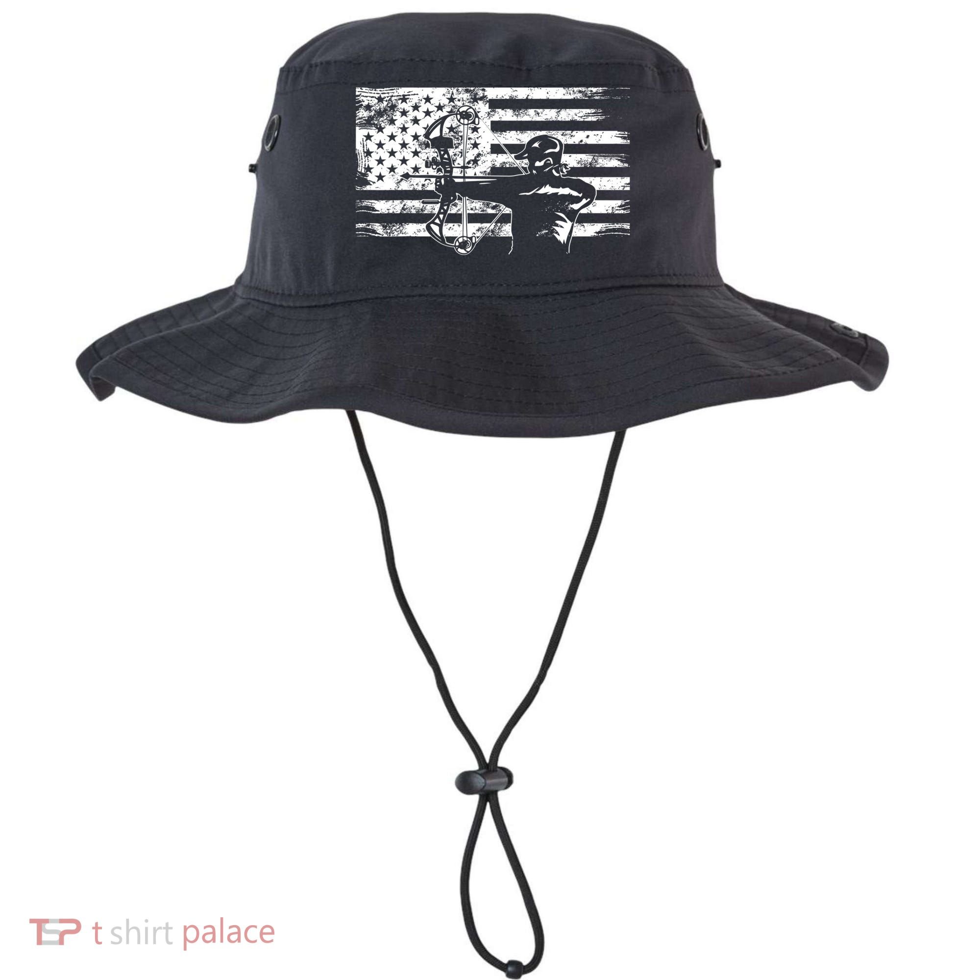 Funny Hunting Archer American Flag Gift Bowhunting Gift For Hunters Men Bucket Hat