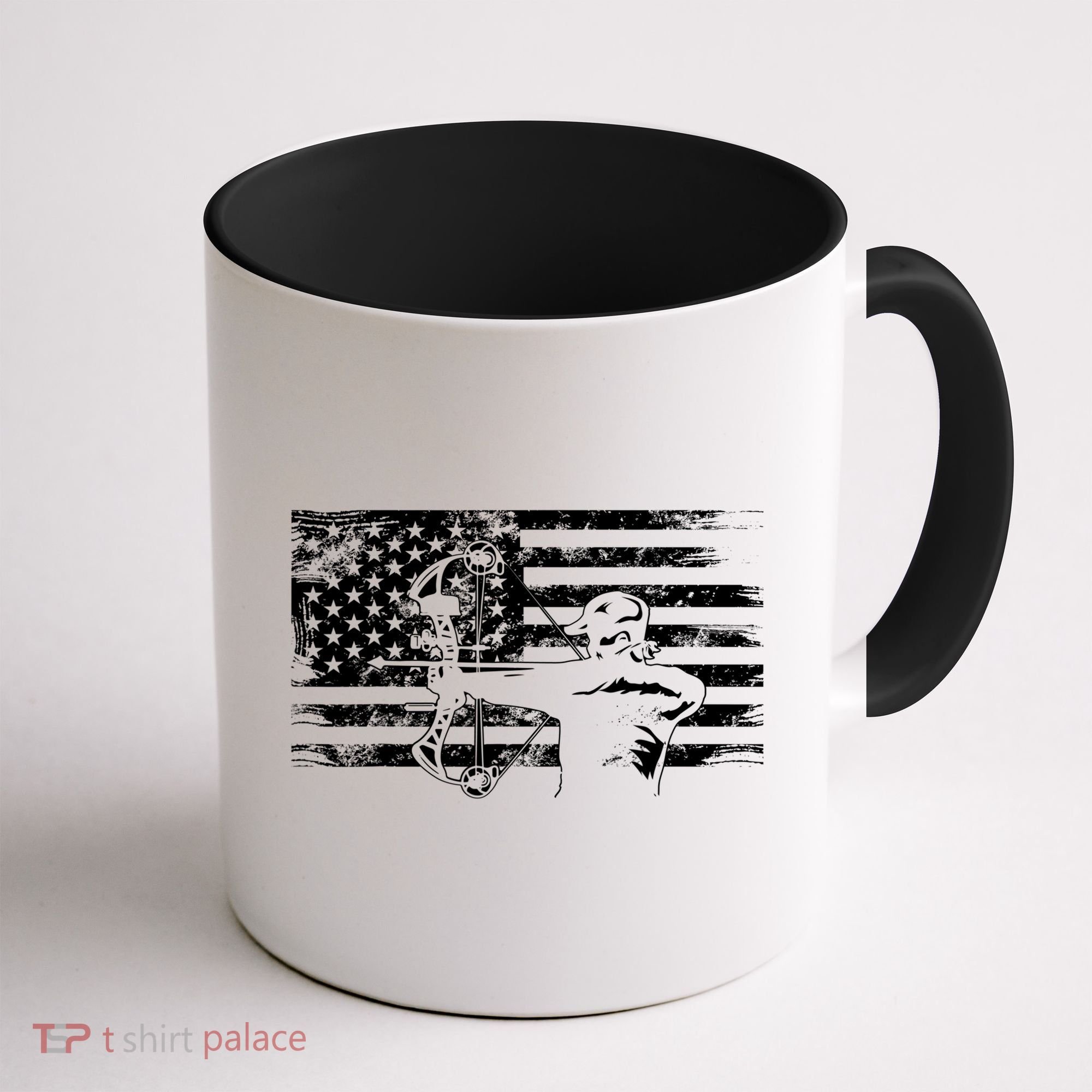 Funny Hunting Archer American Flag Gift Bowhunting Gift For Hunters Men Coffee Mug