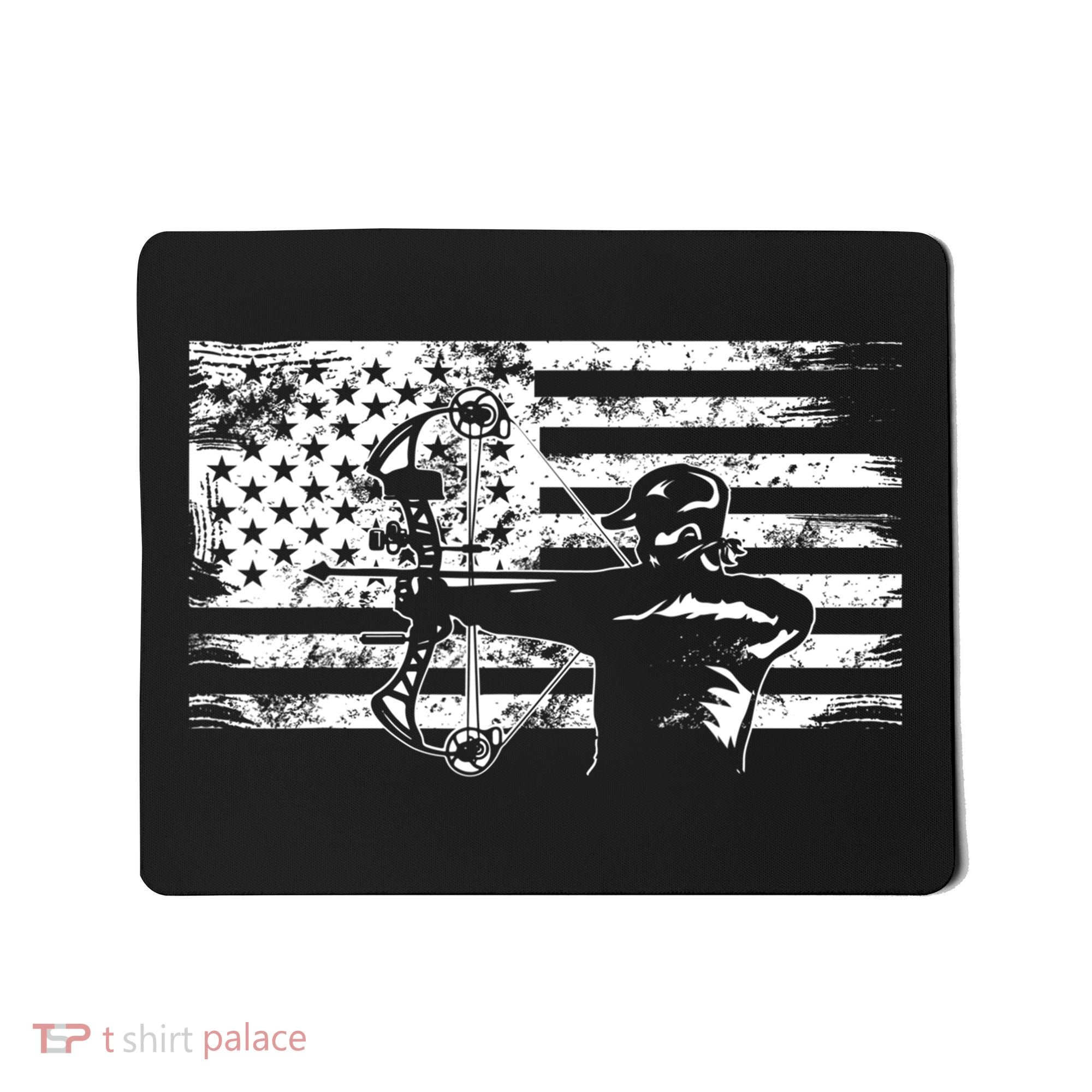 Funny Hunting Archer American Flag Gift Bowhunting Gift For Hunters Men Mousepad