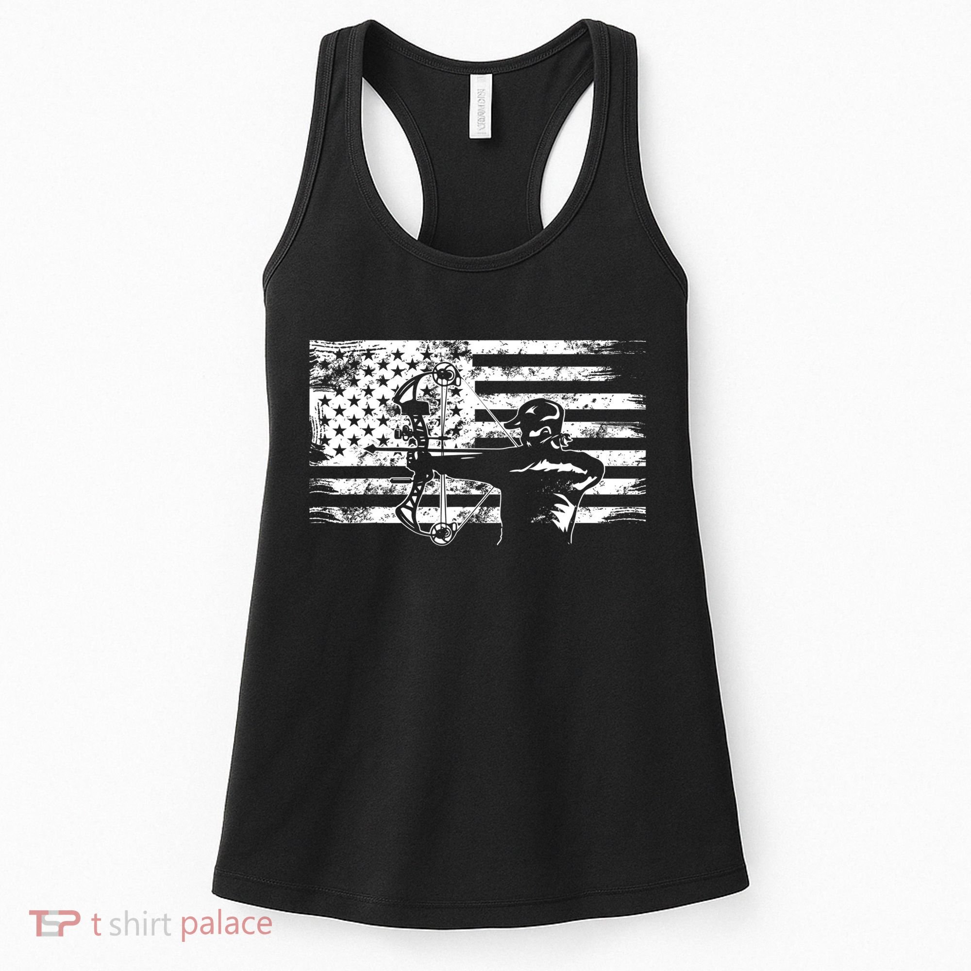 Funny Hunting Archer American Flag Gift Bowhunting Gift For Hunters Men Women's Tank Top