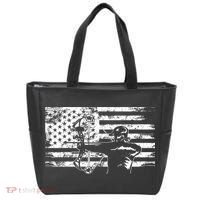 Funny Hunting Archer American Flag Gift Bowhunting Gift For Hunters Men Tote Bag thumb 0