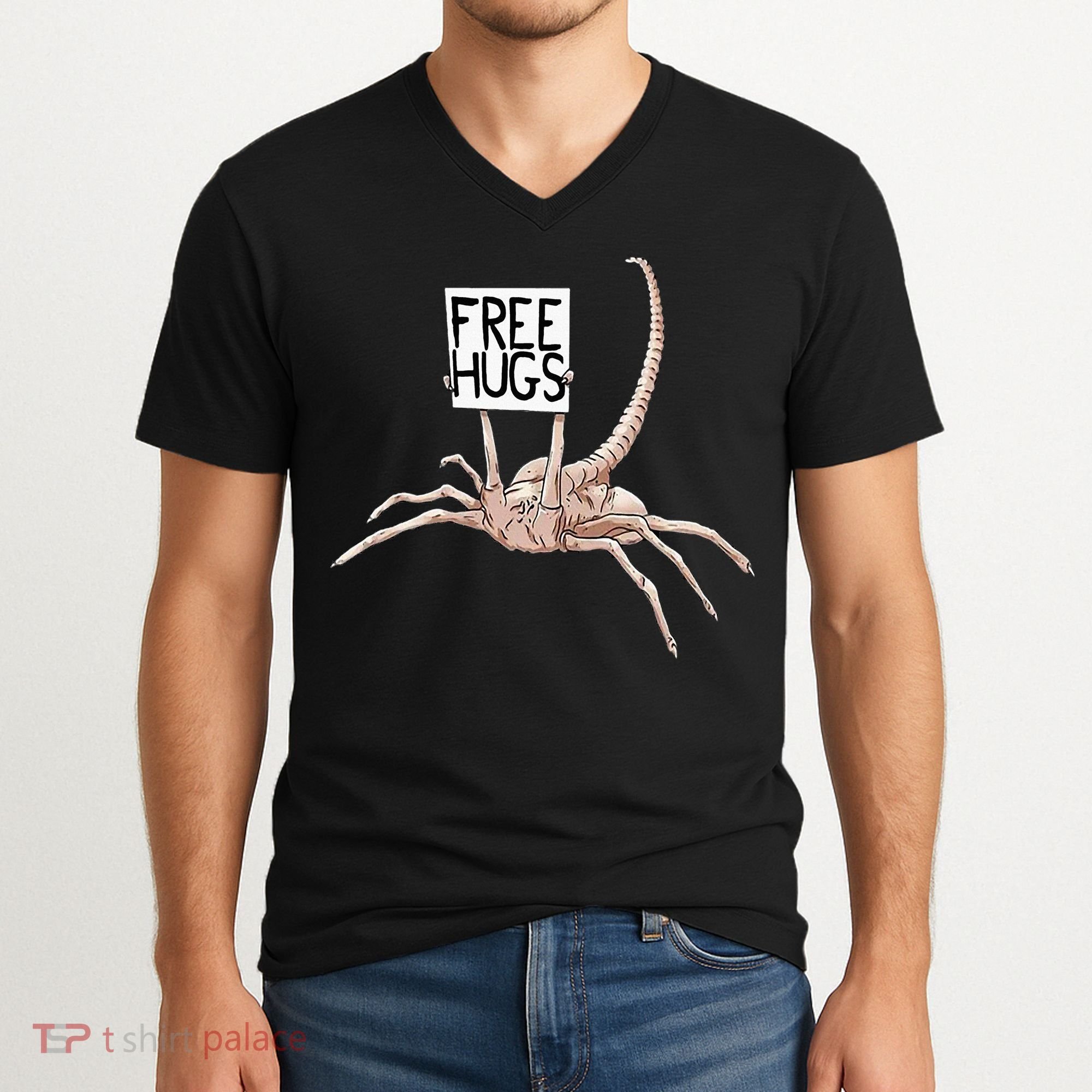Free Hugs Alien V-Neck T-Shirt