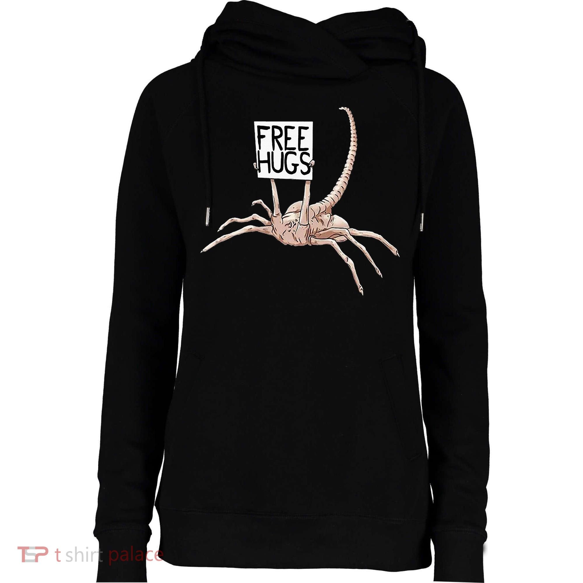 Free Hugs Alien Womens Funnel Neck Pullover Hood