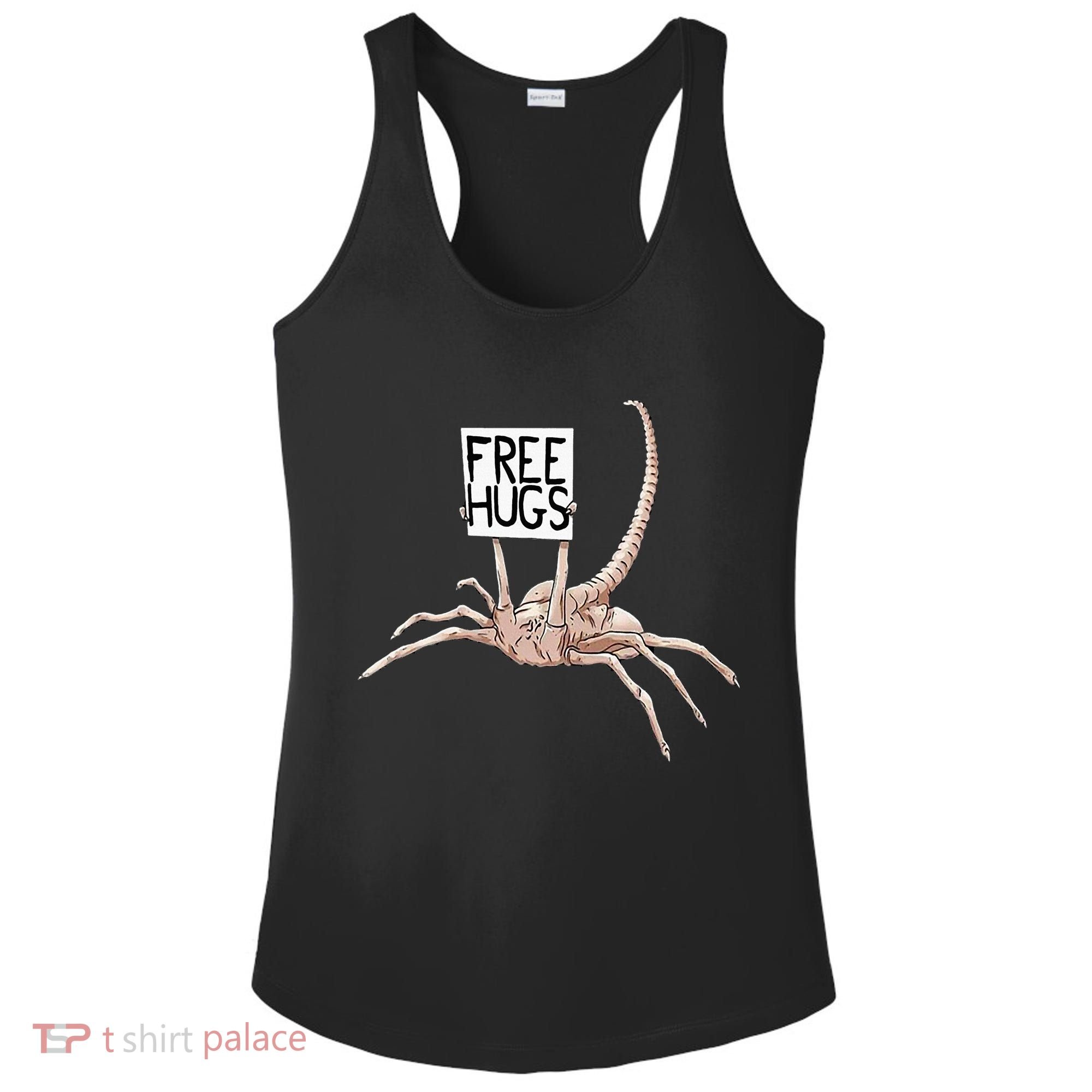 Free Hugs Alien Ladies PosiCharge Competitor Racerback Tank