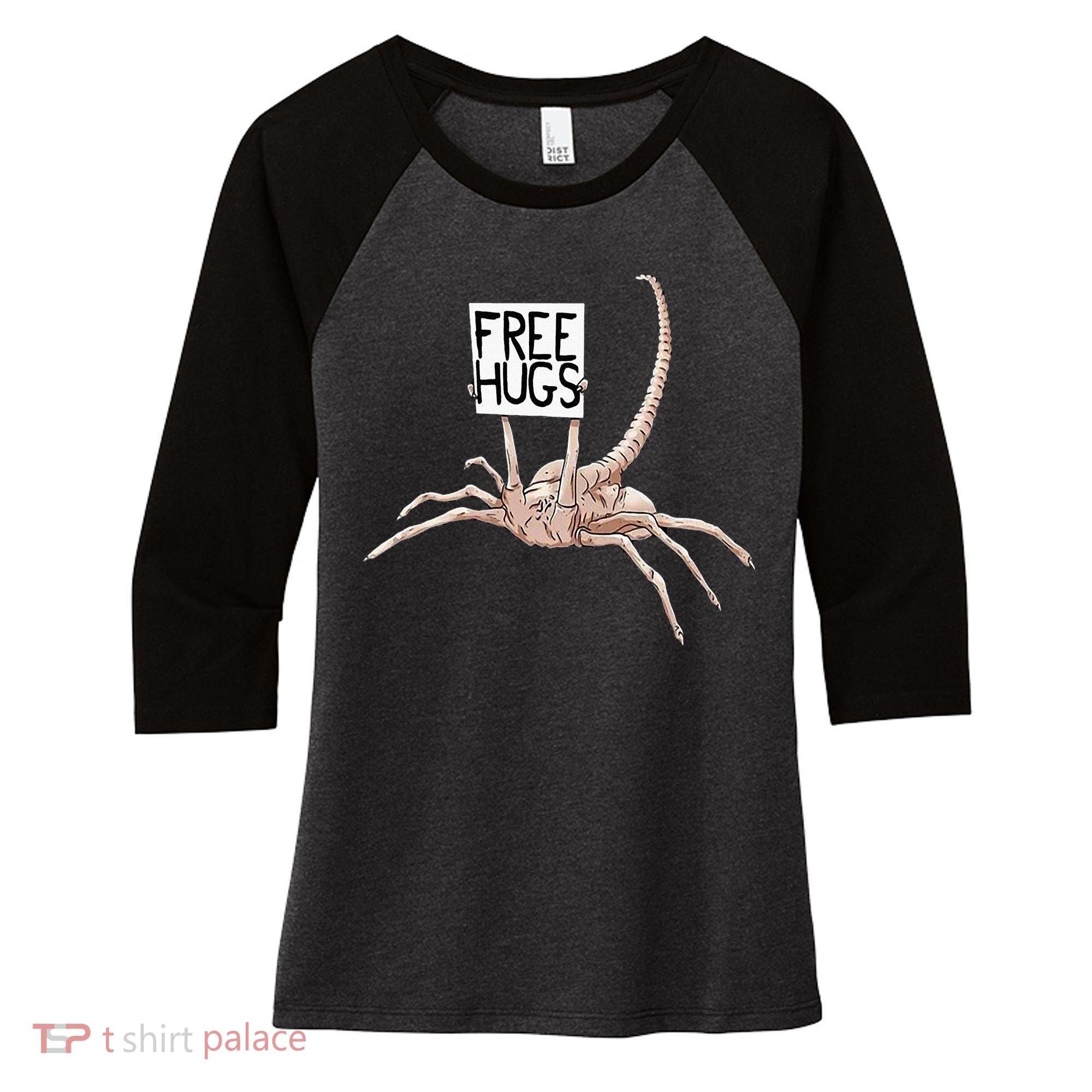Free Hugs Alien Women's Tri-Blend 3/4-Sleeve Raglan Shirt