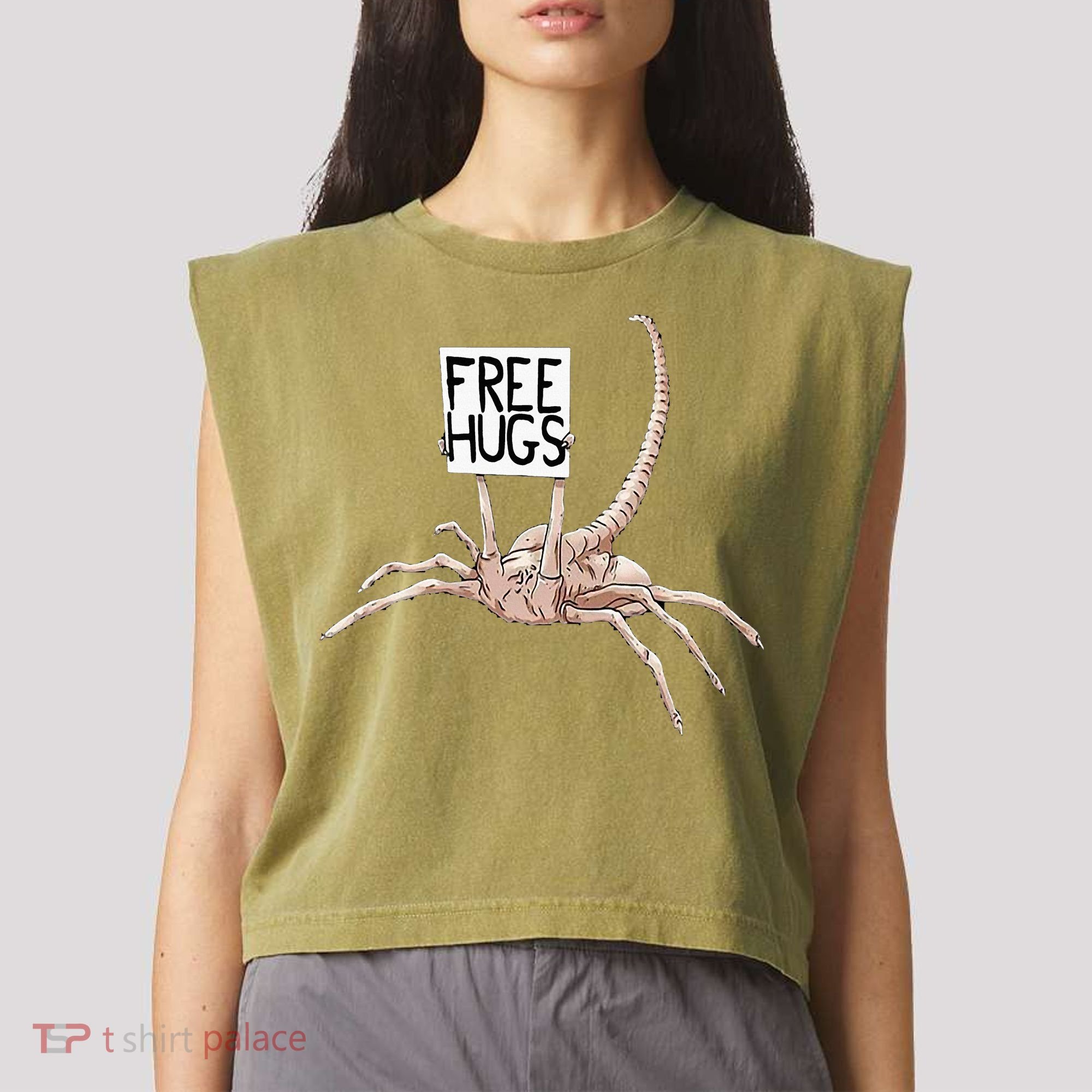 Free Hugs Alien Garment-Dyed Women's Muscle Tee