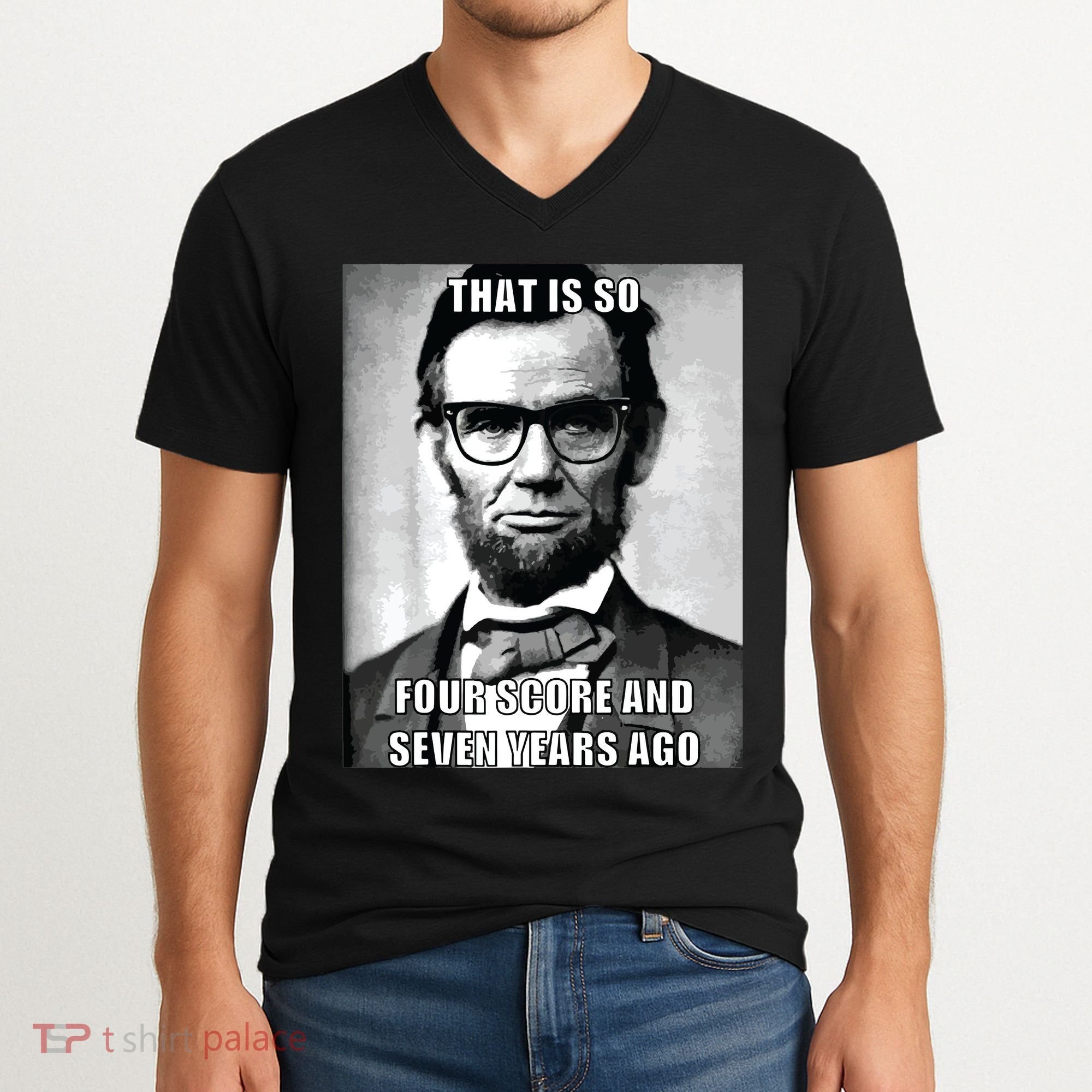 Funny Hipster Abraham Lincoln V-Neck T-Shirt