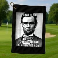 Funny Hipster Abraham Lincoln Golf Towel thumb 1