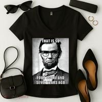 Funny Hipster Abraham Lincoln Women's V-Neck T-Shirt thumb 2