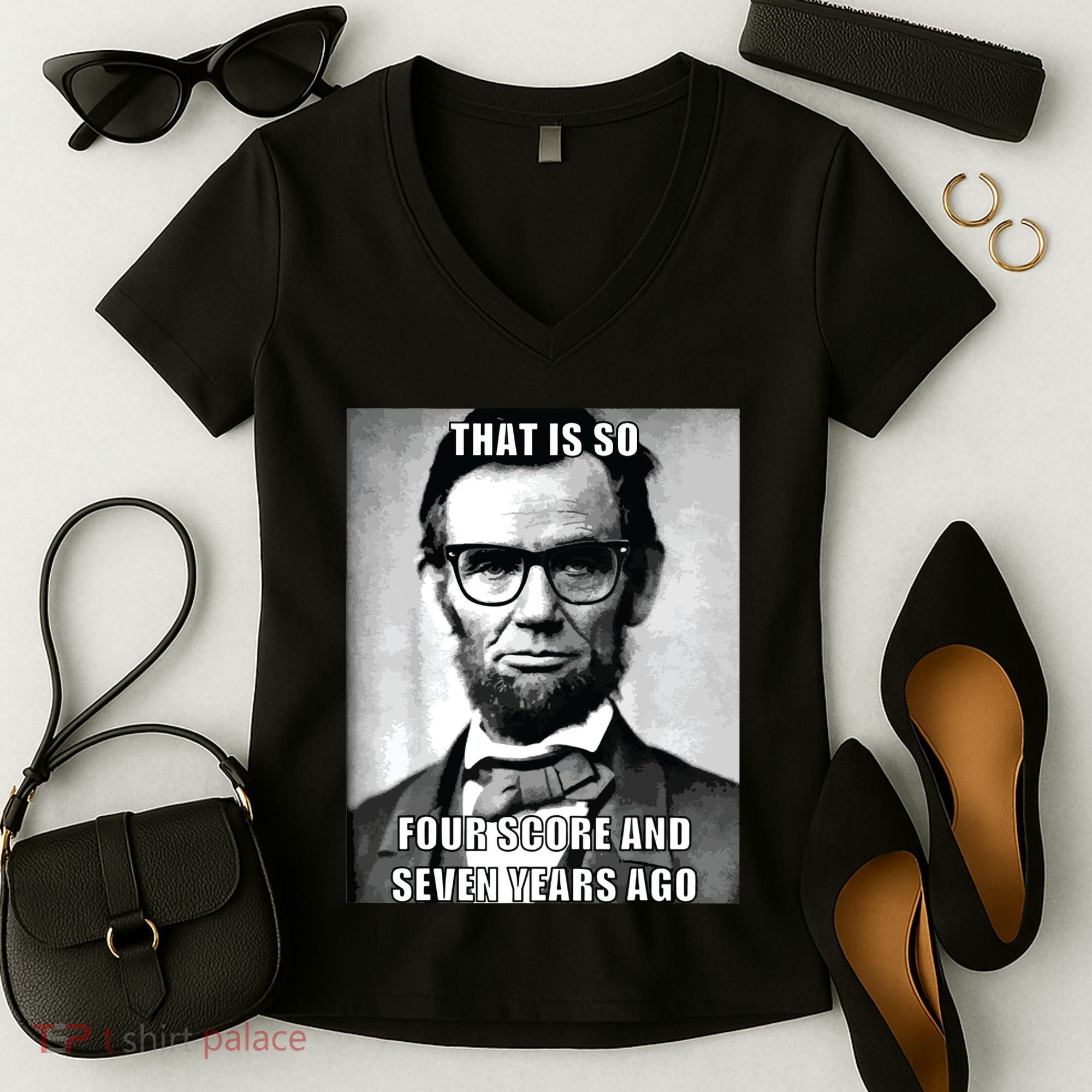 Funny Hipster Abraham Lincoln Women's V-Neck T-Shirt