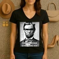 Funny Hipster Abraham Lincoln Women's V-Neck T-Shirt thumb 3