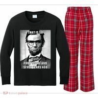 Funny Hipster Abraham Lincoln Kids Long Sleeve Plaid Pajama Set thumb 0
