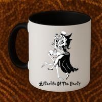 Funny Halloween Afterlife Of The Party Skeleton And Witch Coffee Mug thumb 2