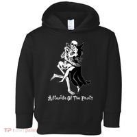 Funny Halloween Afterlife Of The Party Skeleton And Witch Toddler Hoodie thumb 0