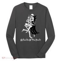 Funny Halloween Afterlife Of The Party Skeleton And Witch Long Sleeve Shirt thumb 0