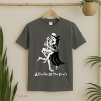 Funny Halloween Afterlife Of The Party Skeleton And Witch T-Shirt thumb 2