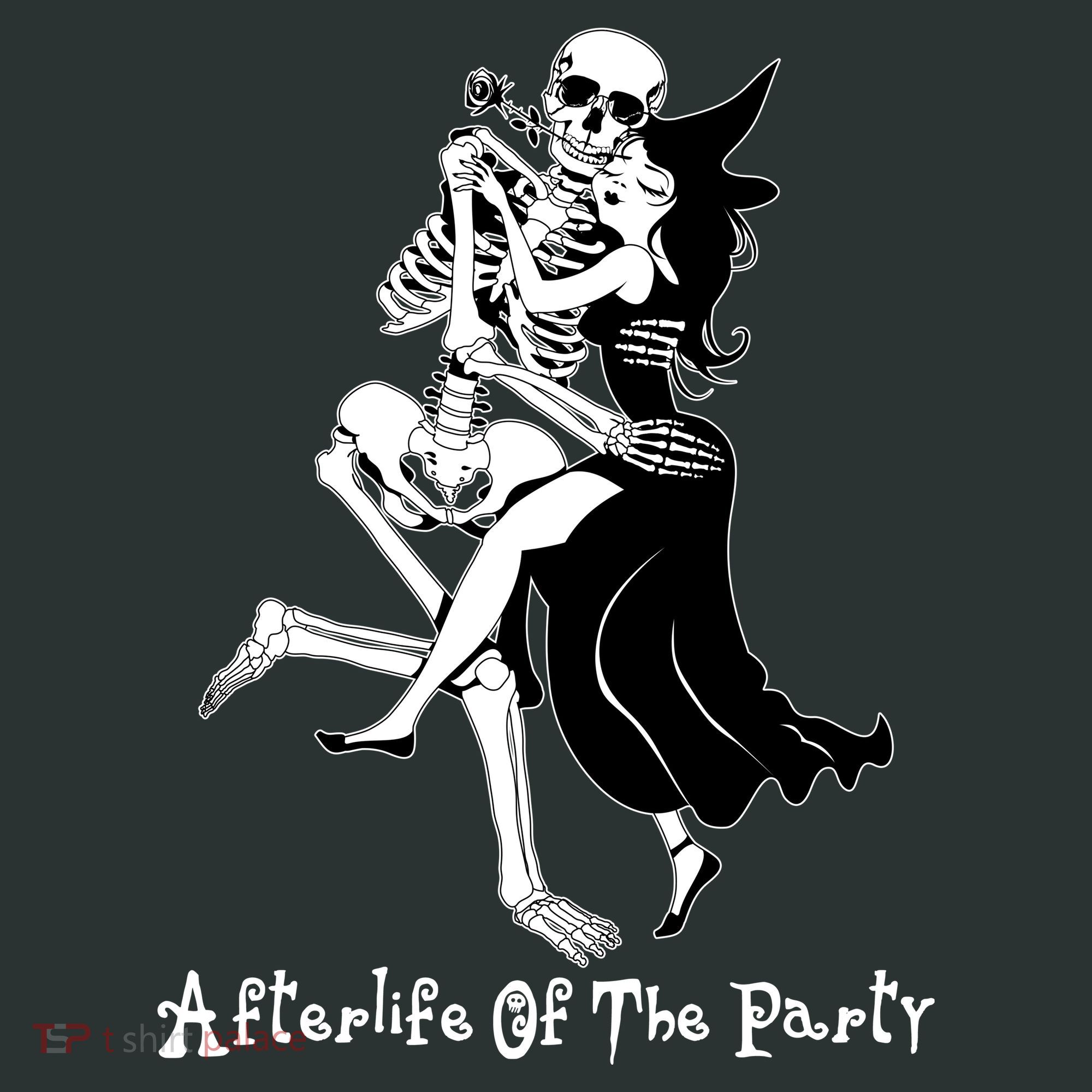 Funny Halloween Afterlife Of The Party Skeleton And Witch T-Shirt