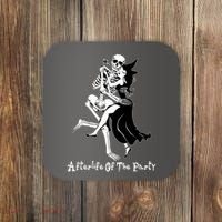 Funny Halloween Afterlife Of The Party Skeleton And Witch Coaster thumb 0