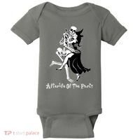 Funny Halloween Afterlife Of The Party Skeleton And Witch Baby Bodysuit thumb 0