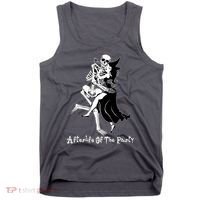 Funny Halloween Afterlife Of The Party Skeleton And Witch Tank Top thumb 0