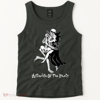 Funny Halloween Afterlife Of The Party Skeleton And Witch Tank Top thumb 2