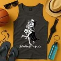 Funny Halloween Afterlife Of The Party Skeleton And Witch Tank Top thumb 4