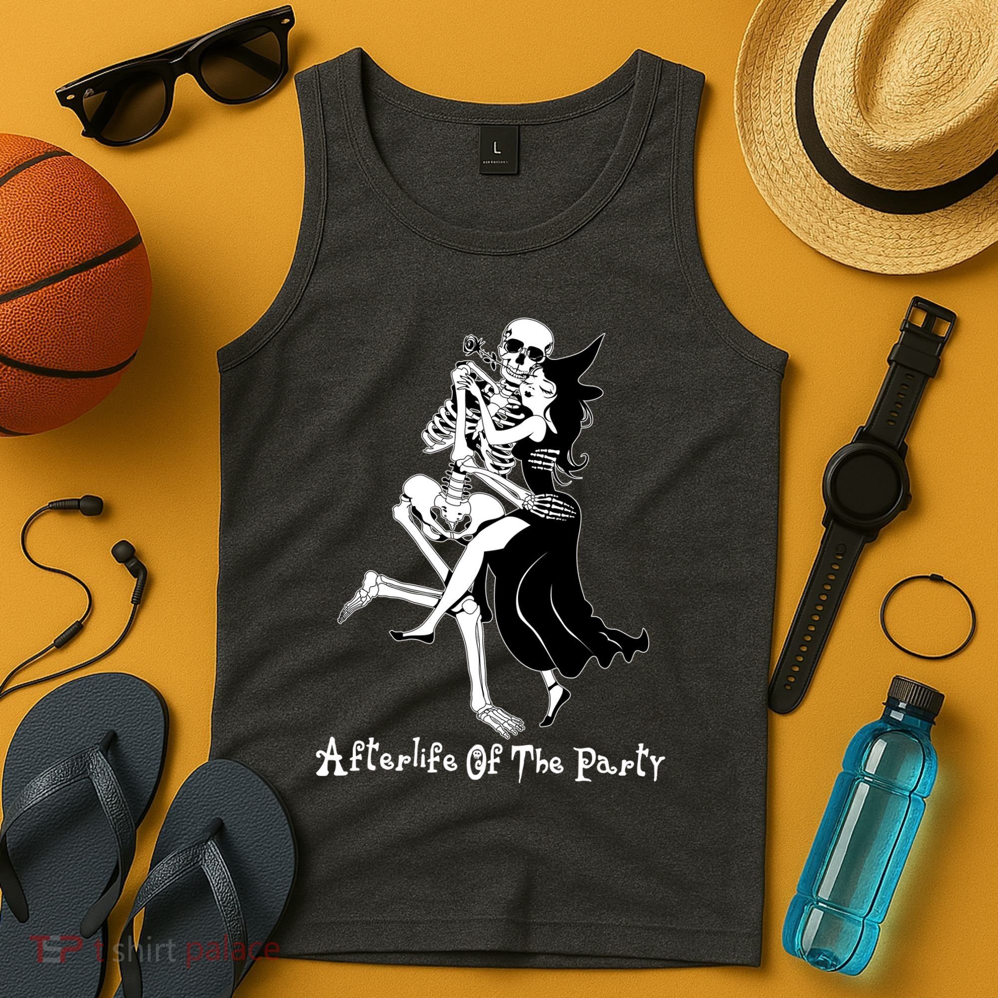 Funny Halloween Afterlife Of The Party Skeleton And Witch Tank Top