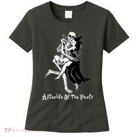 Funny Halloween Afterlife Of The Party Skeleton And Witch Women's T-Shirt thumb 0