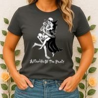 Funny Halloween Afterlife Of The Party Skeleton And Witch Women's T-Shirt thumb 2