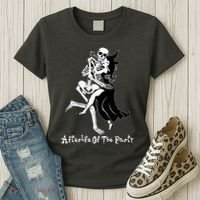 Funny Halloween Afterlife Of The Party Skeleton And Witch Women's T-Shirt thumb 3