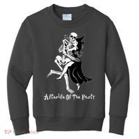 Funny Halloween Afterlife Of The Party Skeleton And Witch Kids Sweatshirt thumb 0