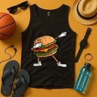 Funny Hamburger Art Cheeseburger Lover Tank Top thumb 4
