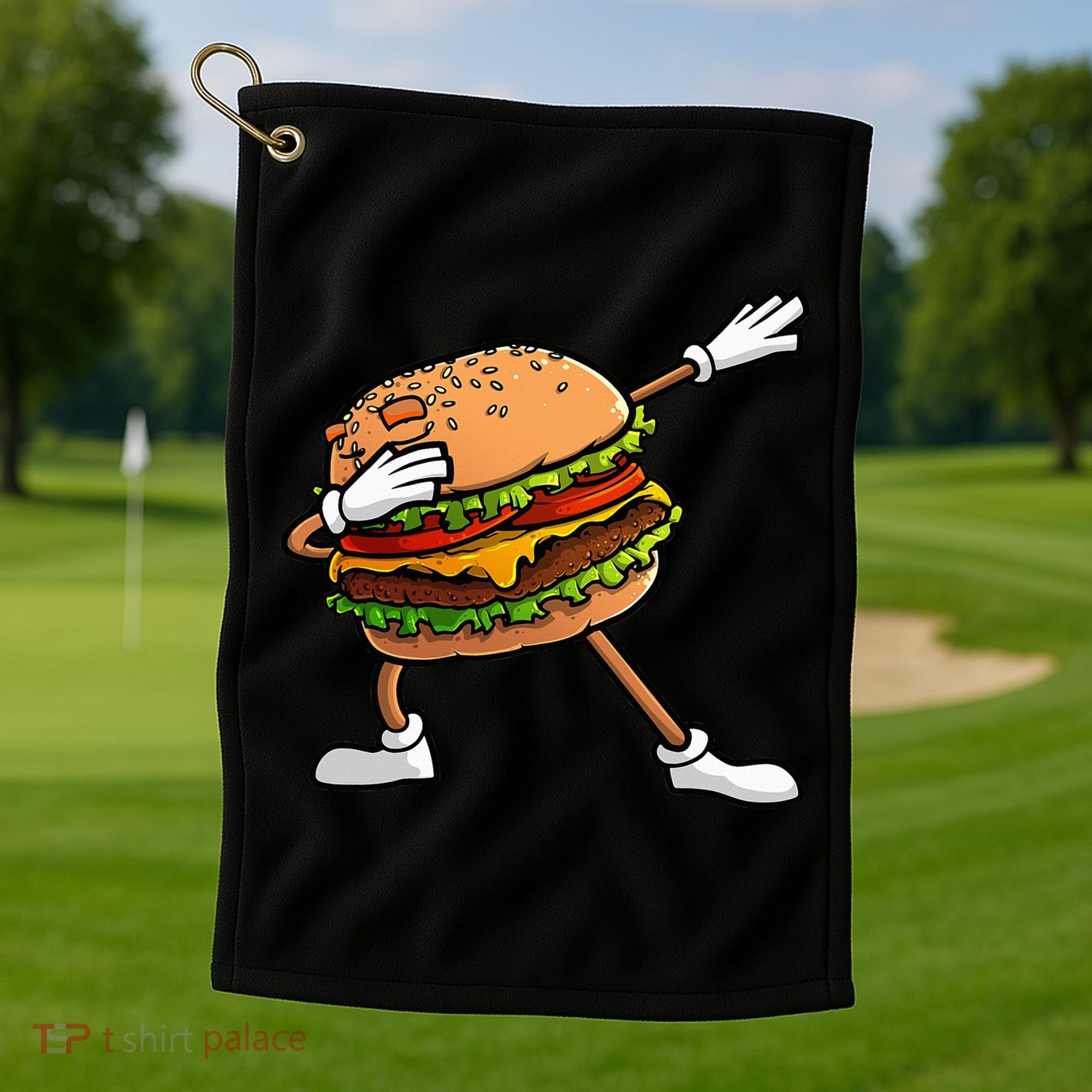 Funny Hamburger Art Cheeseburger Lover Golf Towel