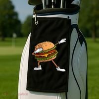 Funny Hamburger Art Cheeseburger Lover Golf Towel thumb 2