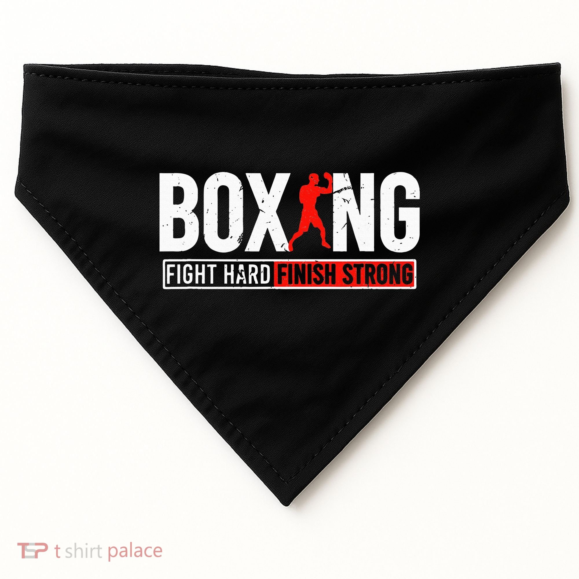 Fight Hard And Finish Motivational Boxing Fighter USA-Made Doggie Bandana