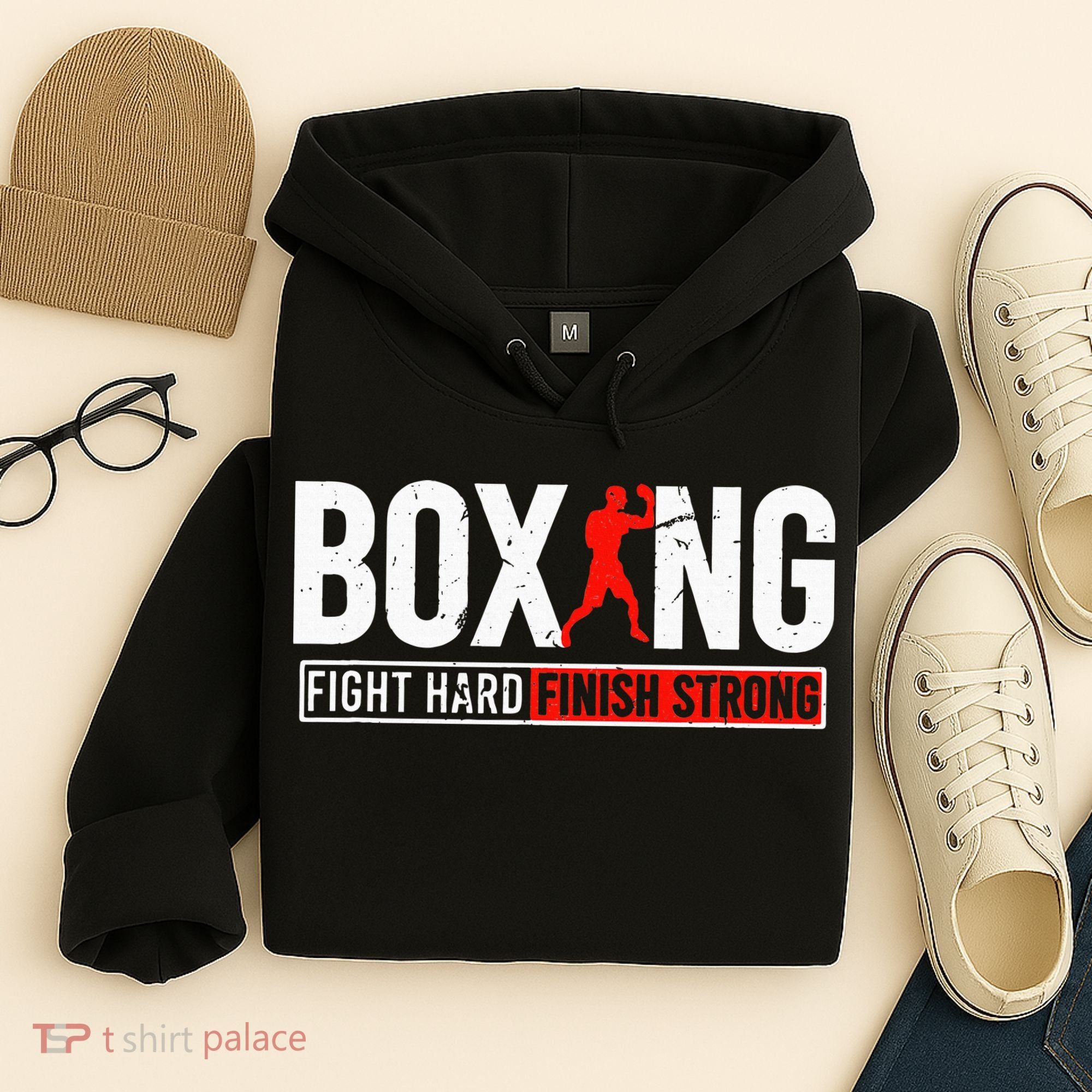Fight Hard And Finish Motivational Boxing Fighter Hoodie