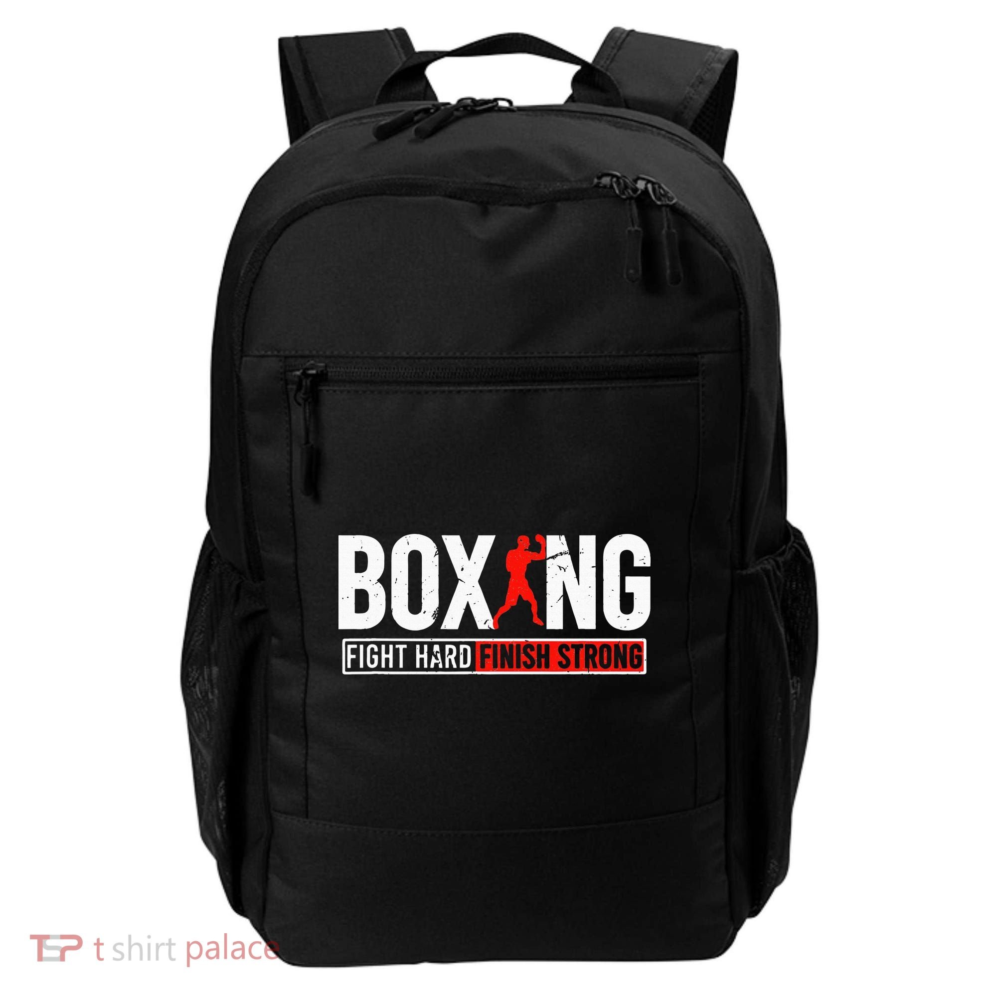 Fight Hard And Finish Motivational Boxing Fighter Backpack