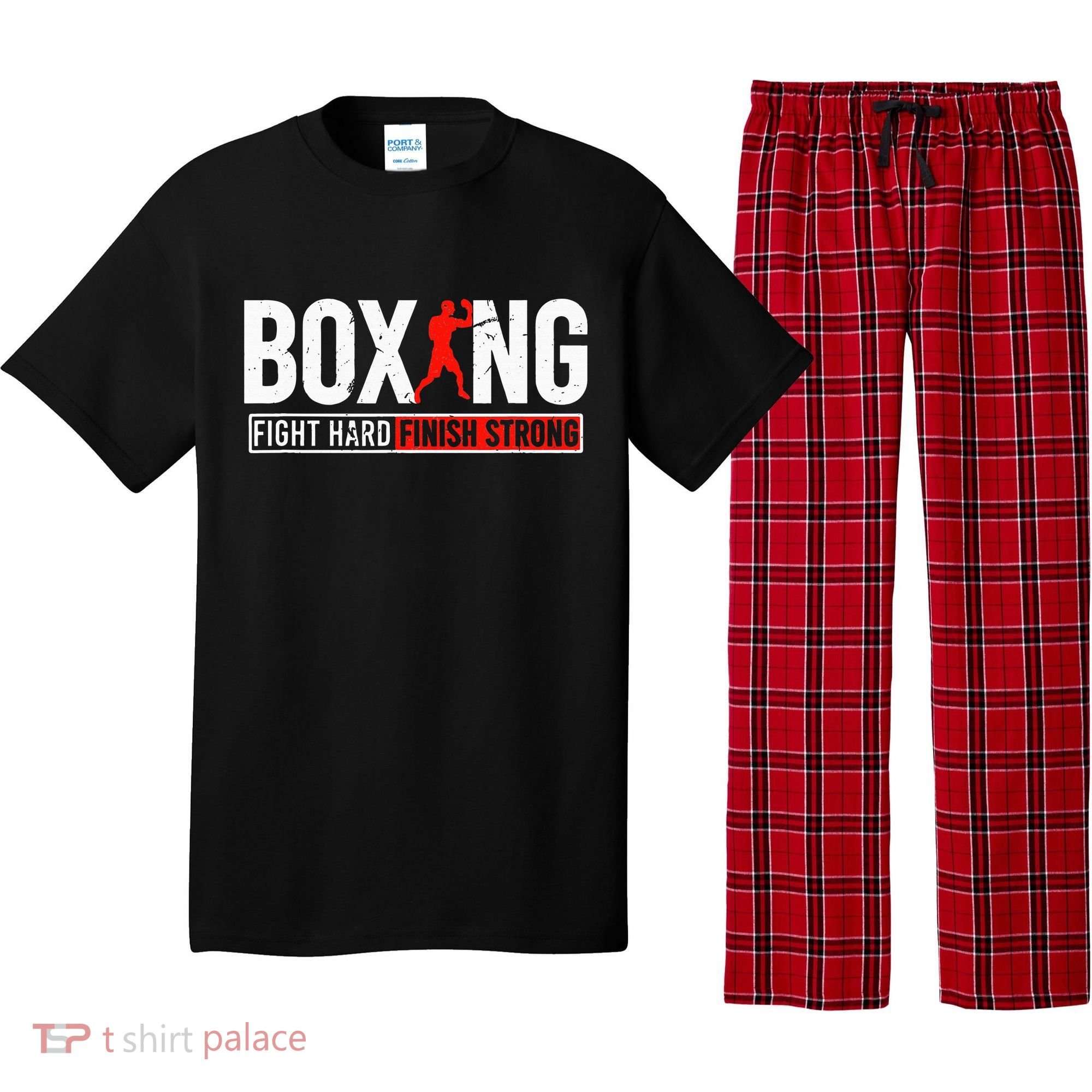 Fight Hard And Finish Motivational Boxing Fighter Pajama Set