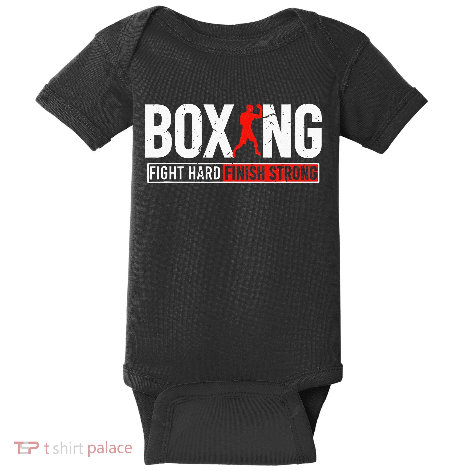 Fight Hard And Finish Motivational Boxing Fighter Baby Bodysuit