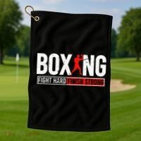 Fight Hard And Finish Motivational Boxing Fighter Golf Towel thumb 1