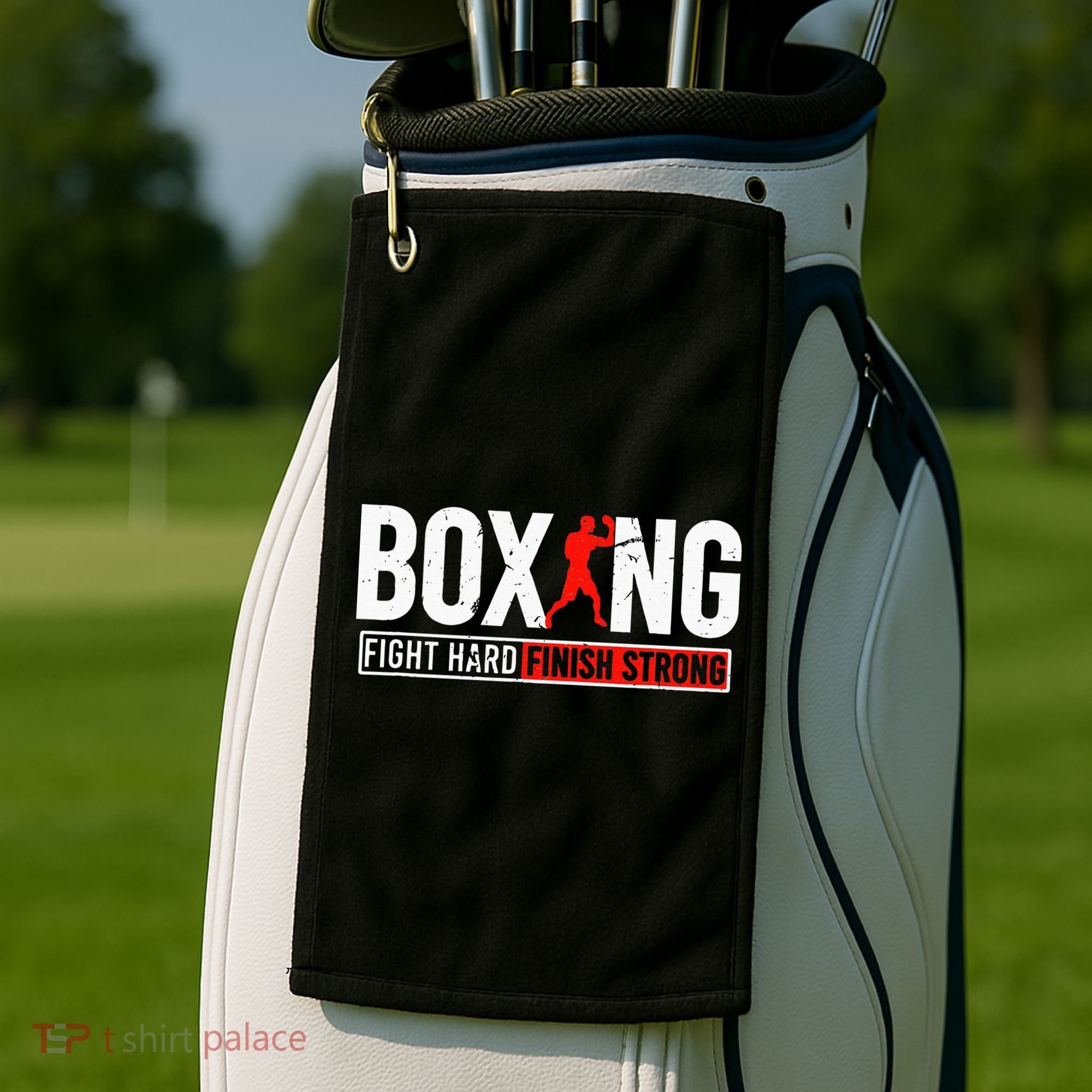 Fight Hard And Finish Motivational Boxing Fighter Golf Towel