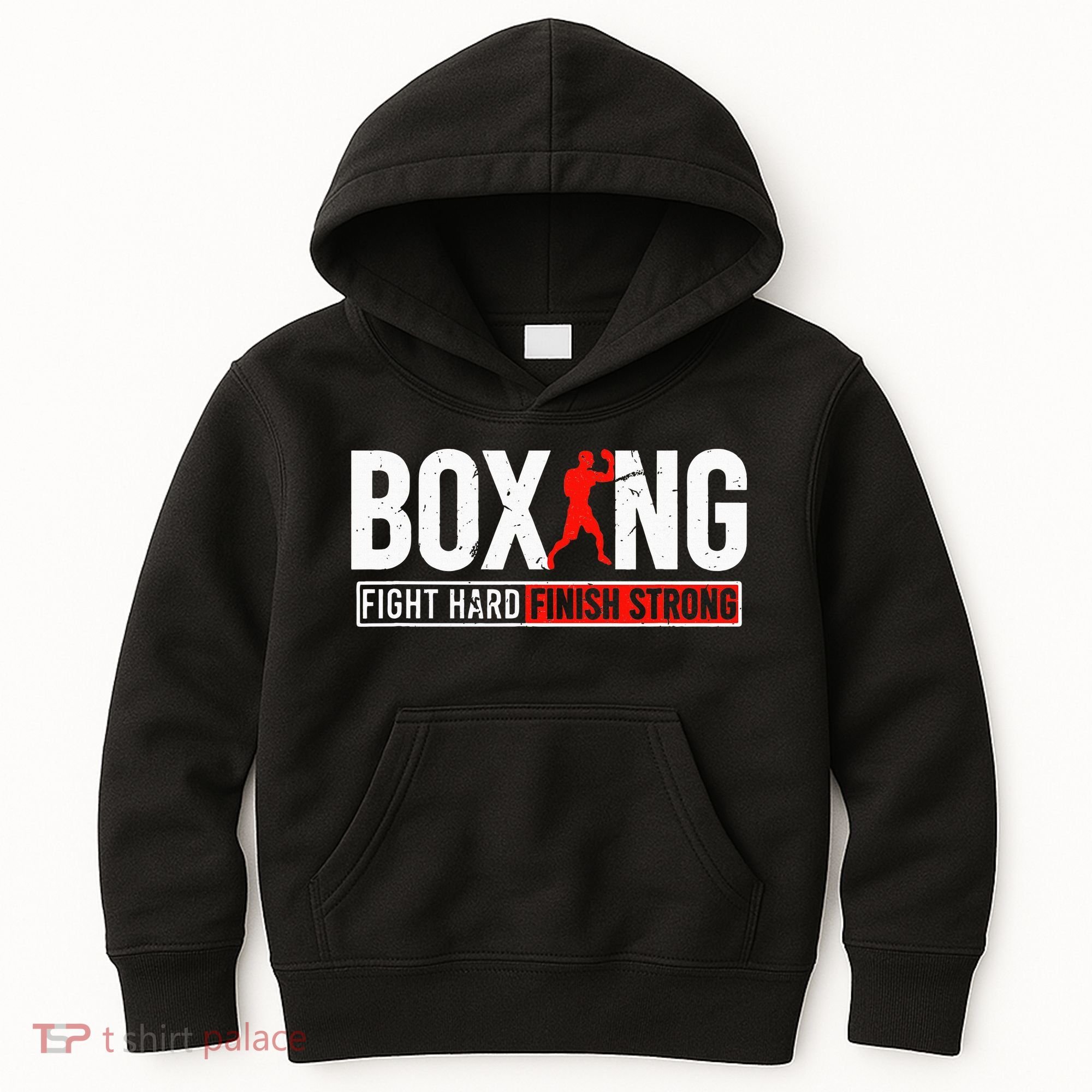 Fight Hard And Finish Motivational Boxing Fighter Kids Hoodie